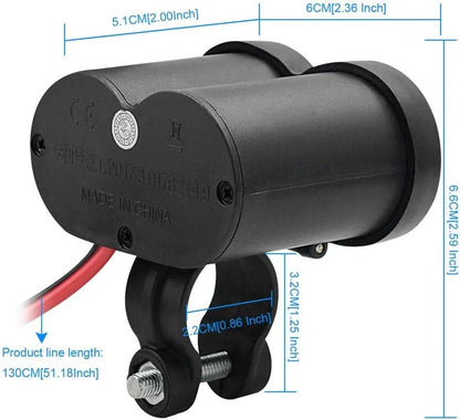 Cargador USB Dual de 12V para Motocicleta con Interruptor, Toma de Encendedor Impermeable y Abrazadera para Manillar de Motocicleta