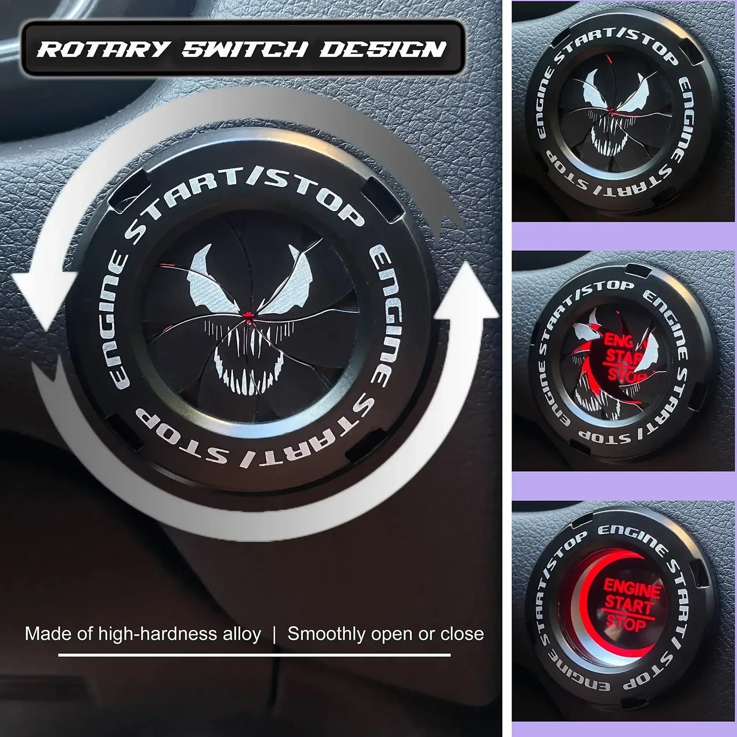 Cubierta protectora para botón de arranque del coche | Decoración interior OneKey | Anillo y pegatina para interruptor de encendido motocicleta